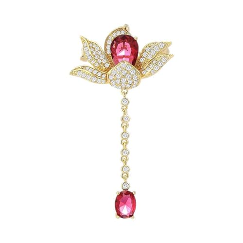 xutao Pink Lotus Kristall Brosche - Elegante Frauen Klassische Anhänger Anstecknadeln Exquisite Lady Glänzende Pflanze Strass Party Pins Schmuck für Mom Wife von xutao