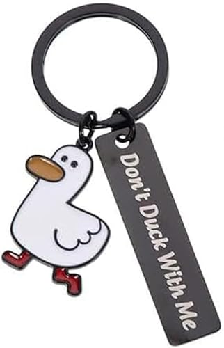 xutao Enten Schlüsselanhänger Don't Duck with Me Cartoon Metall Entenliebhaber Geschenk für Ehemann, Freund, Paar von xutao