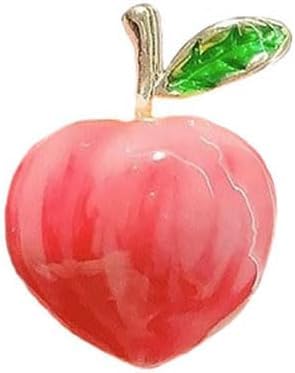 Obst Brosche Rosa Metall Pfirsich Emaille Anstecknadel Pfirsich Kragen Pin Teens Frauen Shirt Revers Tasche Krawatte Dekor Zubehör Büro Täglich Tragen Goldton Modeschmuck von xutao
