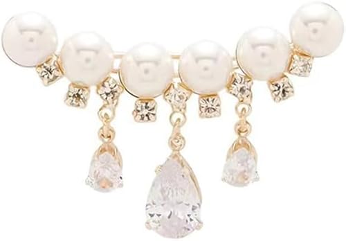 Perle Brosche Pullover Quaste Kristall Brosche Glänzend Corsage Sicherheitsnadel Schal Clips Faux Strass Perlen Brosche Abzeichen Kleider Kleidung Zubehör Schmuck Geschenk Gold Tone von xutao