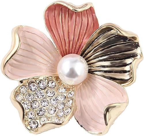 Tricolor Blume Revers Brosche Strass Perle Revers Pin Blume Sicherheit Pin Emaille Legierung Brosche Pin Frauen Anzug Mantel Dekoration Schmuck Geschenk von xutao