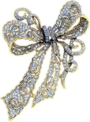 Vintage Bow Brosche Crystal Bow Kragen Pin Elegante Strass Anstecknadel Kleidung Hut Tasche Accessoire Hochzeit Blumenstrauß Brosche Party Geschenk für Frauen Mädchen von xutao