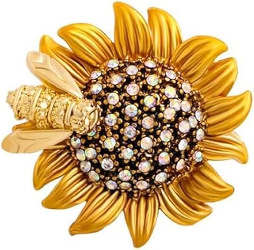 xutao Gold Sonnenblume Brosche Pin für Frauen - Moderner Schmuck mit Strasssteinen von xutao