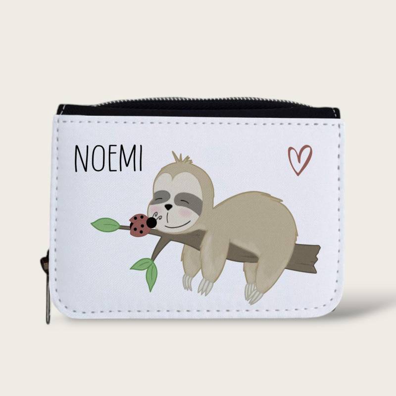 Geldbörse "Faultier" Mit Namen in Blau Oder Schwarz, Geldbeutel Für Kinder Zur Einschulung , Geschenk Zum Geburtstag, Weihnachten von xxxBESONDERSxxx
