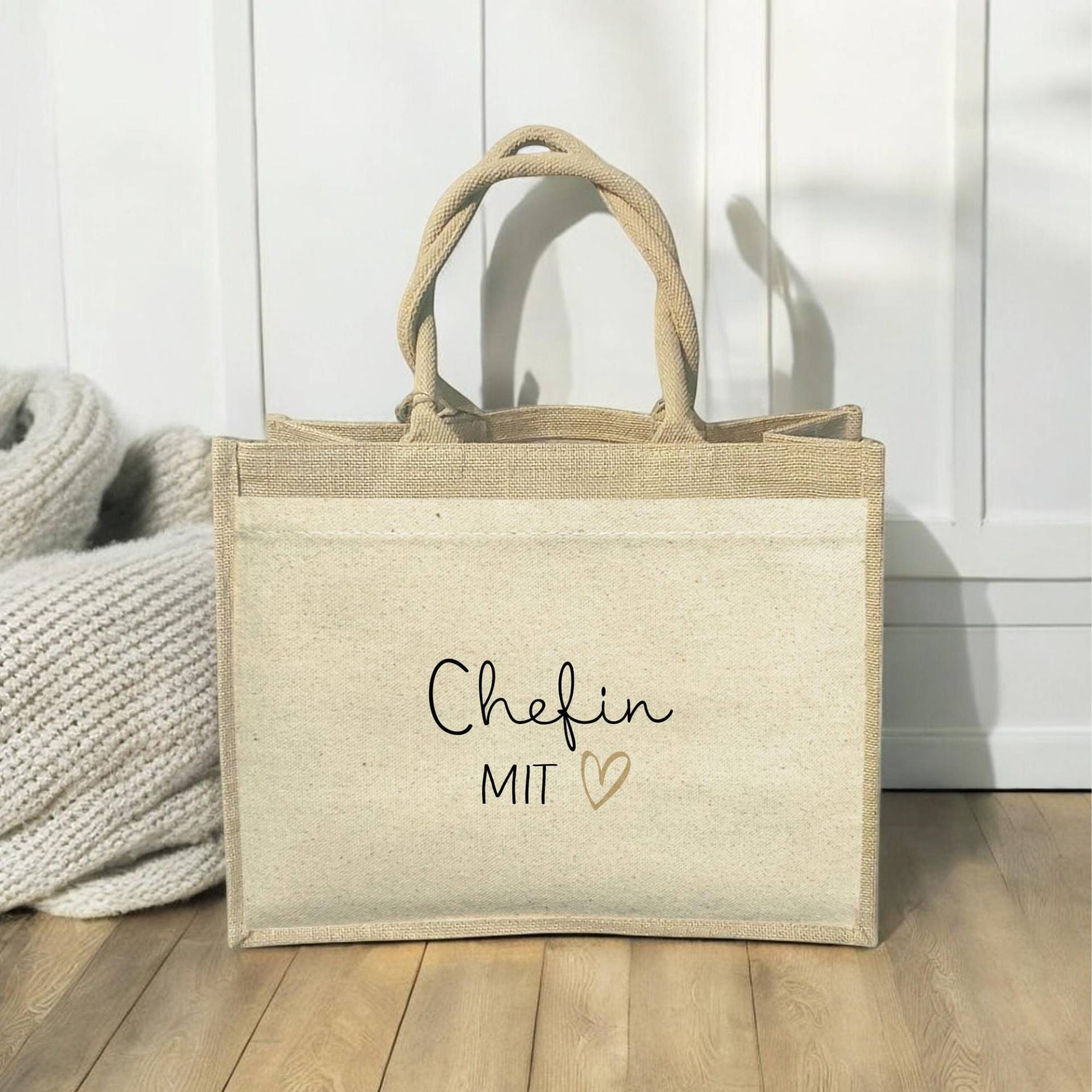 Jutetasche "Chefin Oder Kollegin Mit Herz" , Dankeschön Abschiedsgeschenk, Ruhestand, Jobwechsel, Geschenkidee Zu Weihnachten von xxxBESONDERSxxx