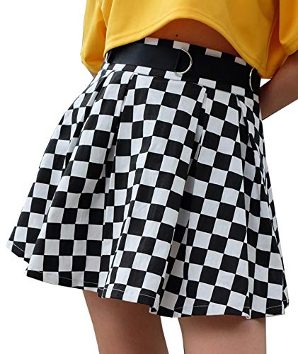 xxxiticat Damen Flared Schachbrett Mini Rock Mädchen High Washited Sweat Plaid Kariert Kurz Falten Swing Röcke - Schwarz - Klein xxxiticat Damen Flared Schachbrett Mini Rock Mädchen High Washited Sweat Plaid Kariert Kurz Falten Swing Röcke - Schwarz - Klein von xxxiticat