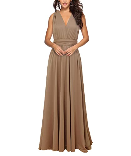 xxxiticat Damen Lange Abend Cocktailkleid Elegantes Brautjungfernkleid Elegante Party Kleid(BR,XL) von xxxiticat