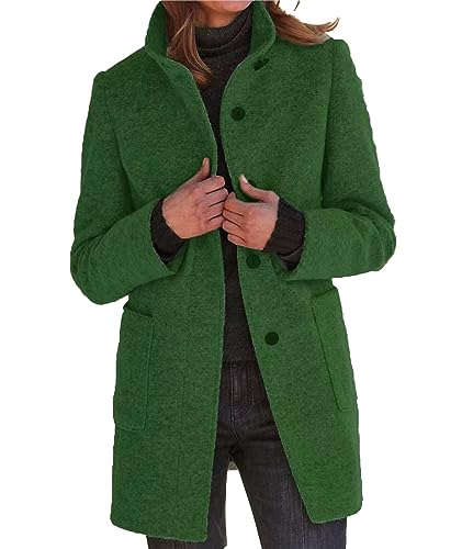 xxxiticat Damen Mantel aus Wollmischung Einreihig Warmer Stehkragen Lange Blazerjacken Trenchcoat mit Taschen S-3XL (GR-L1) von xxxiticat