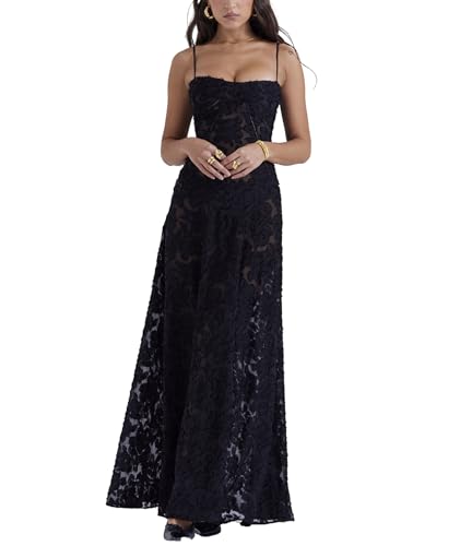 xxxiticat Damen Sommer Boho Cowl Neck Floral Cocktail Party Maxi Kleider Hohe Taille Rüschen Strand Sundress(BL,S) von xxxiticat