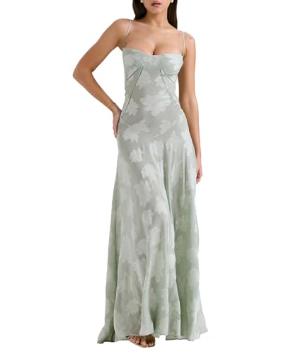 xxxiticat Damen Sommer Boho Cowl Neck Floral Cocktail Party Maxi Kleider Hohe Taille Rüschen Strand Sundress(GR,XL) von xxxiticat