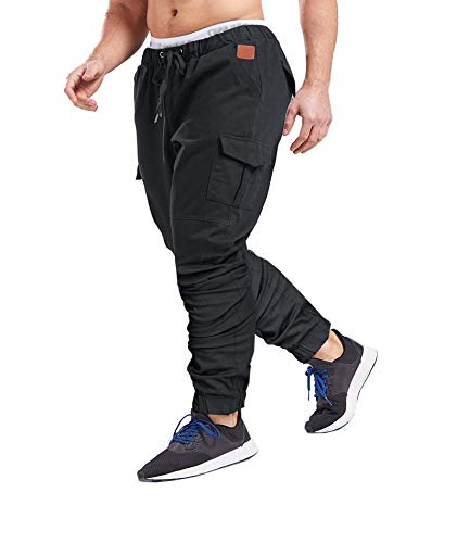 xxxiticat Herren Hosen Freizeithose Slim Fit Cargo Chino Casual mit Taschen Stretch Schwarz Activewear Jeans Hose Jogger Sporthose Outdoor M-4XL（DG,4XL） von xxxiticat
