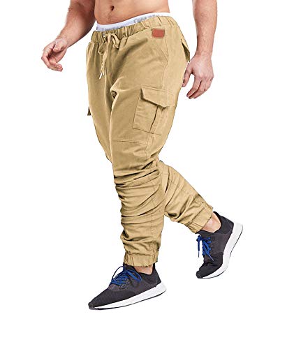 xxxiticat Herren Hosen Freizeithose Slim Fit Cargo Chino Casual mit Taschen Stretch Schwarz Activewear Jeans Hose Jogger Sporthose Outdoor M-4XL（KH,M） von xxxiticat