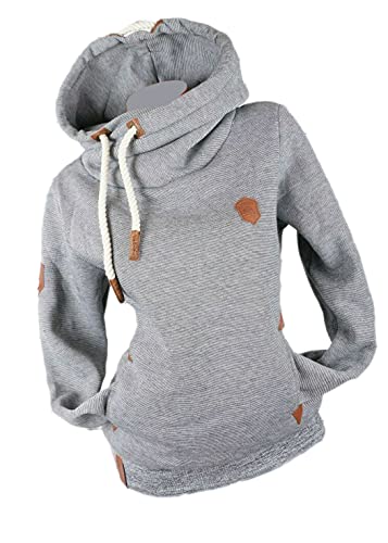 Damen Hoodie Kapuzenpullover Sweatshirt Warmer Fleece Pulli M L XL 2XL 3XL (Grau, XL, x_l) von xy