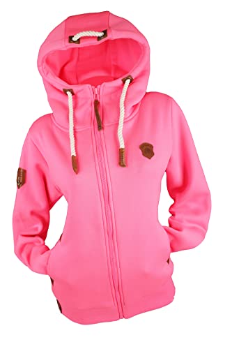 Damen Sweat Jacke Kapuze Fleece gefüttert Hoodie Übergangsjacke Uni S - 3XL (Rot, xx_l) von xy