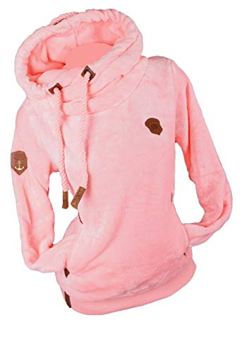 xy Damen Hoodie Kapuzenpullover Sweatshirt Warmer Teddy Teddyfell Kuschel Pulli Uni kuschelig (Rosa, m) von xy