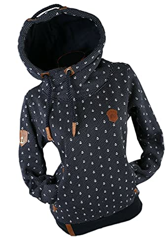 xy Damen Kapuzenpullover Hoodie Sweatshirt Fleece Pulli Punkte Anker M-3XL (Blau, 3XL) von xy