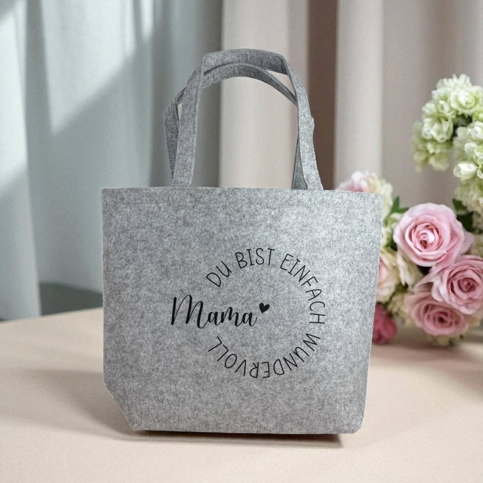 Personalisierte Filztasche Mit Namen | Einkaufstasche Spruch "Du Bist Einfach Wundervoll" Geschenk Mama Oma Freundin Schwester von xzauberhaftschoenx