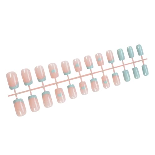 24 Stück quadratische Form French Tip Press on Nails mit Herz Designs Katzenauge künstliche Nägel für modische Frauen von yabaikekeji