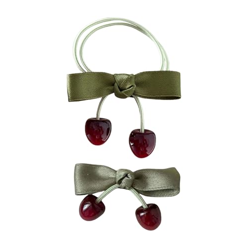 Modische Haargummis und Haarspange mit Fruchtschleife für Mädchen und Kinder, weich, elastisch, Haar-Accessoires für den täglichen Gebrauch von yabaikekeji