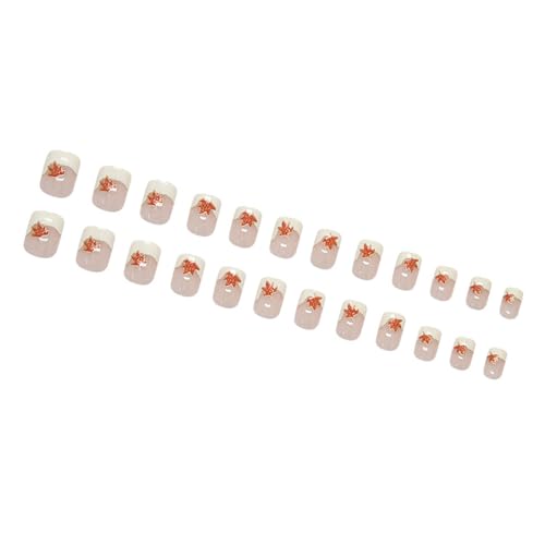 Square Press on Nails French Tip Fake Nails Glue on Nails Leaves Artificial Nails Acrylic Nails Stick On Nails Women von yabaikekeji