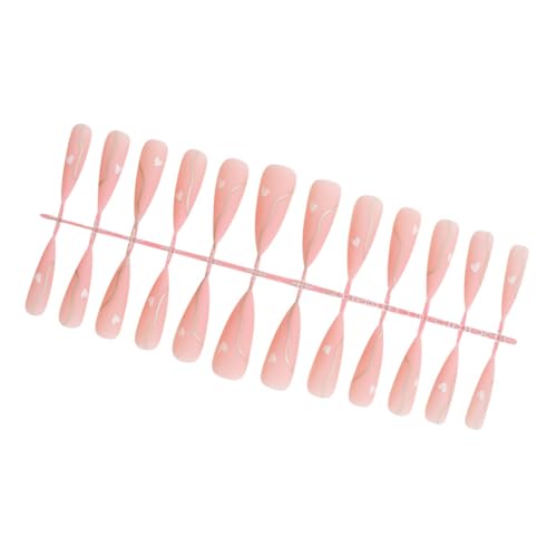 Stilettos Mandel Press on Nails Valentine French Fake Nails Acryl Künstliche Nägel Kleber auf Nägel Frauen von yabaikekeji