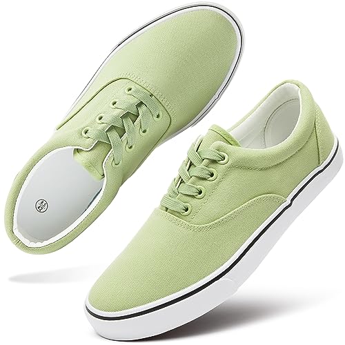 yageyan Herren Low Top Canvas Wanderschuhe Schnürschuhe Mode Sneaker Casual, Grün , 39.5 EU von yageyan