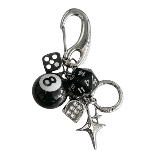Billardkugel Schlüsselanhänger Billard Schwarz Handmade Modeschmuck Anhänger Schlüsselring Schlüsselband Keyring Ornamente Schlüsselbund -Accessoires, Modeaccessoires Dekorationen Für Männer Frauen von yakermur