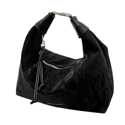 yakermur Handtaschen für Frauen, Handtasche für Frauen | Handtasche aus PU-Leder, elegante Einkaufstaschen mit Metallschleifengriff, multifunktionale Handtaschen für Frauen, Schwarz , Se référer au von yakermur