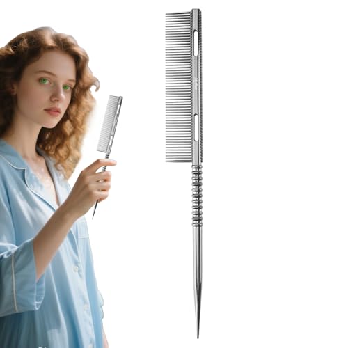 yakermur Spitzer Schwanz Haarkamm | Metall Teilzahn Schwanz Haarbürste,Leichter Wurzelkamm Entwirrung Stylingwerkzeug Für Frauen Mädchen von yakermur