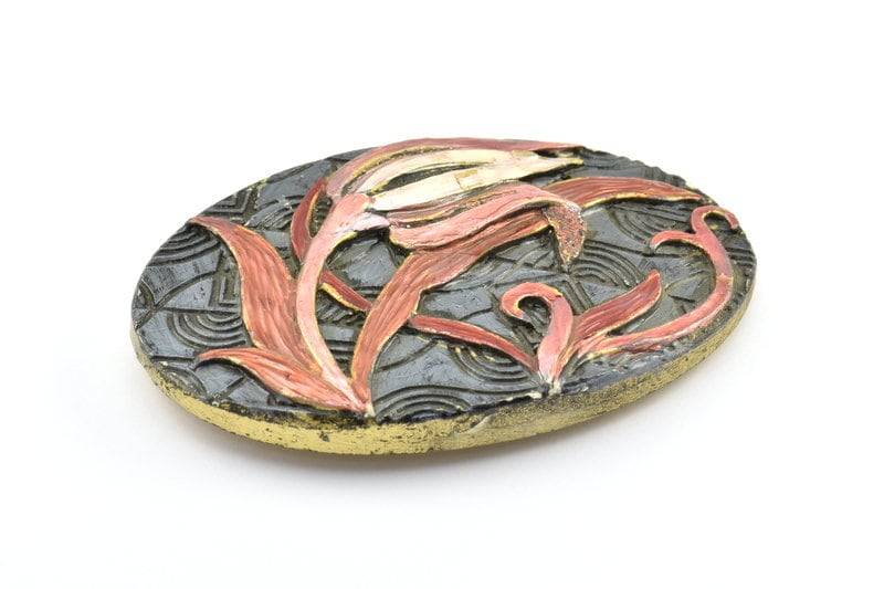 1 Vintage Blumen Handcraft Gürtelschnalle - Made in Germany 109 X 74 Mm Bs 1244 von yakutum