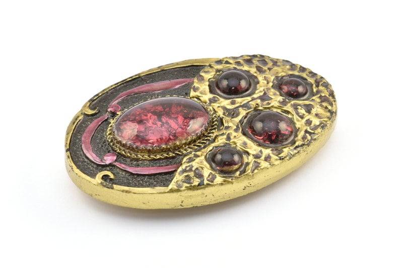 1 Vintage-Handarbeit Gürtelschnalle Mit Stein | 102 X 67 Mm - Made in Germany Bs 1244 von yakutum