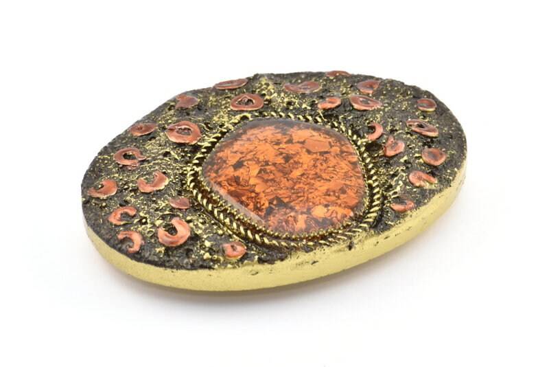 1 Vintage-Handarbeit Gürtelschnalle Mit Stein | 106 X 78 Mm - Made in Germany Bs 1244 von yakutum