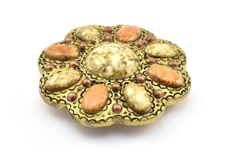 1 Vintage-Handarbeit Gürtelschnalle Mit Stein | 80 X 16 Mm - Made in Germany Bs 1288 von yakutum