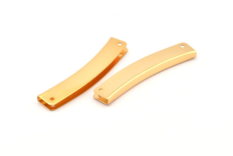 Gold Portemonnaie Rahmen, 2 Vergoldete Messing Anhänger Zubehör 4 Löcher | 50 X 9 Mm D0290 von yakutum