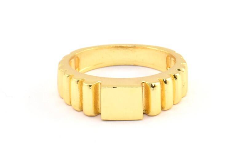 Gold Rechteck Ring , 1 Vergoldete Messing | 19 Mm E263 von yakutum
