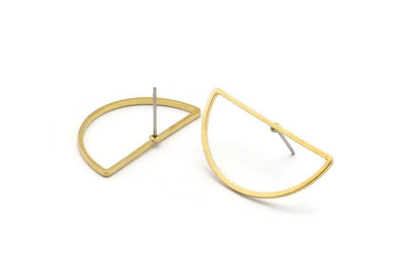 Halb Kreis Ohrstecker, 12 Roh Messing Halbkreis Ohrstecker | 30 X 15 Mm D011 A1150 von yakutum