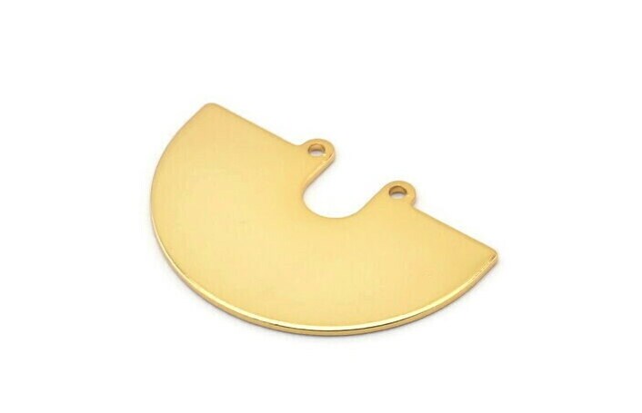 Halbkreis Anhänger, 2 Vergoldete Messing Anhänger Mit Löchern | 33x22x0.80 Mm D0669 Q0766 von yakutum