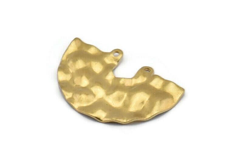 Halbkreis Anhänger, 8 Gehämmerte Messing Anhänger Mit 2 Löchern | 33x22x0.80 Mm D0673 von yakutum