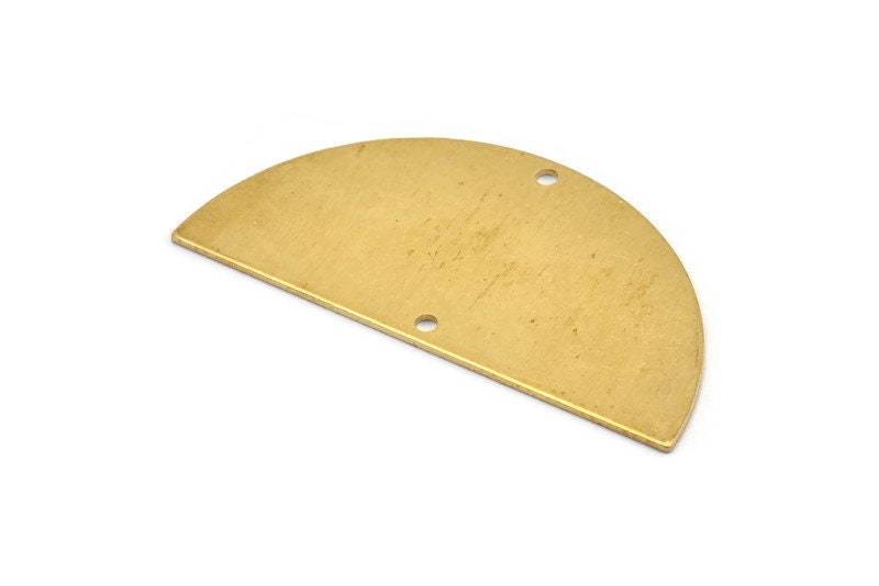 Halbkreis Charm, 4 Rohmessing Halbmond Rohlinge Mit 2 Löcher, Ohrringe, Anhänger | 50x24x0.80 Mm D923 von yakutum