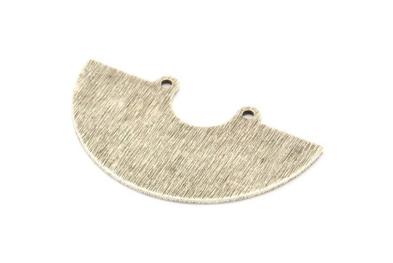 Halbkreis Charme, 4 Antikes Versilbertes Messing Strukturierte Charme Anhänger Mit 2 Löchern | 35x20x0.80 Mm D922 H0587 von yakutum