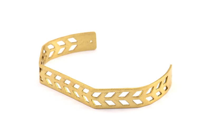 Messing Chevron Cuff - 1 Rohmessing Armband Blank Armreif Mit 2 Löcher | 10x145x0.8 Mm T106-0 von yakutum