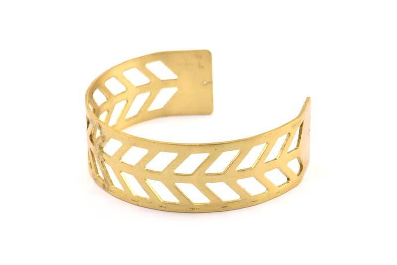 Messing Chevron Cuff - 1 Rohmessing Armband Blank Armreif Mit 2 Löcher | 20x145x0.80 Mm T102-0 von yakutum