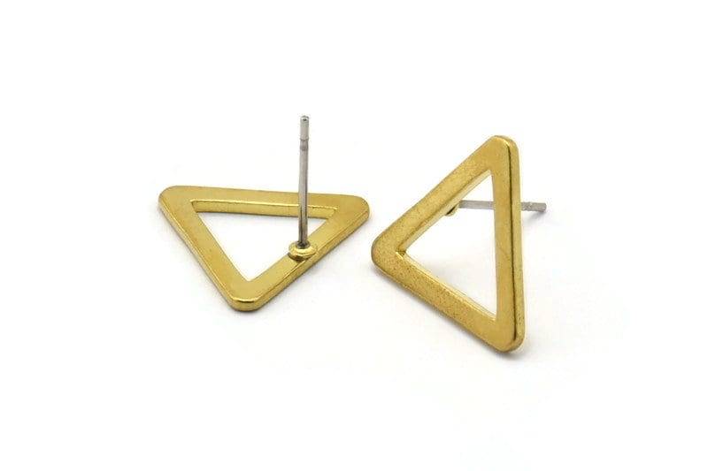Messing Dreieck Ohrstecker, 12 Ohrstecker | 16 Mm D0023 A1143 von yakutum