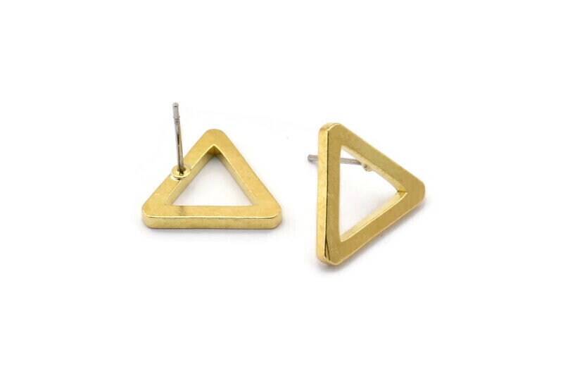 Messing Dreieck Ohrstecker, 12 Ohrstecker | 17 X 2 Mm D0017 A1147 von yakutum