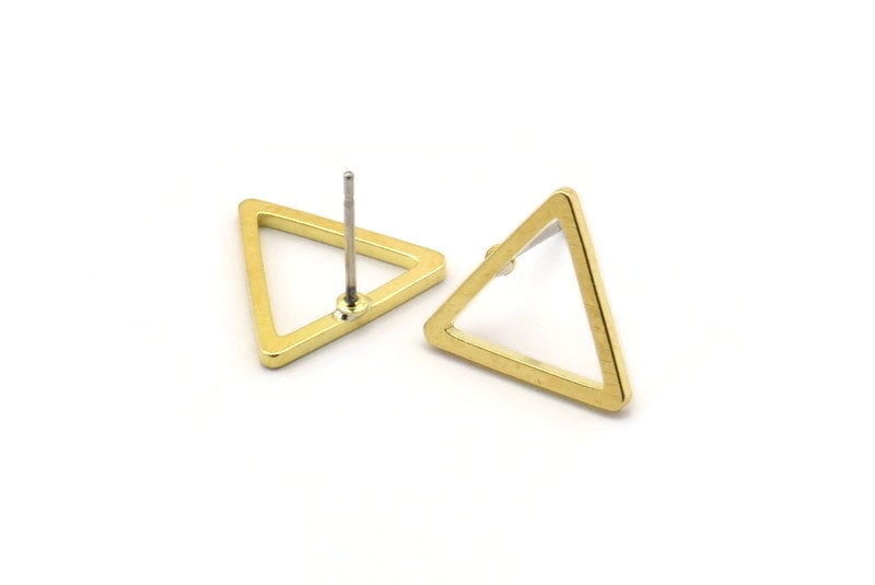 Messing Dreieck Ohrstecker, 12 Rohe Ohrstecker | 15 Mm D0107 A1126 von yakutum