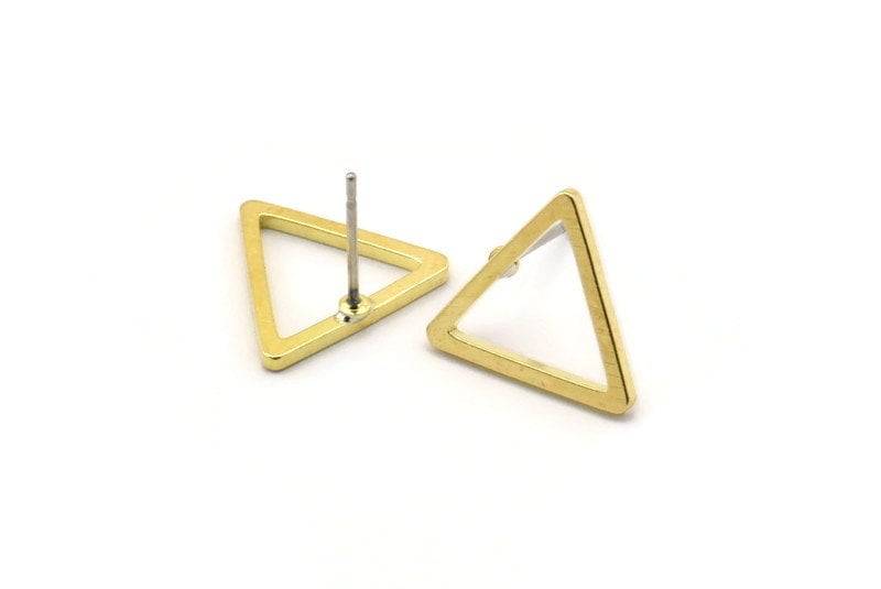 Messing Dreieck Ohrstecker, 12 Rohe Ohrstecker | 15 Mm D0107 A1126 von yakutum
