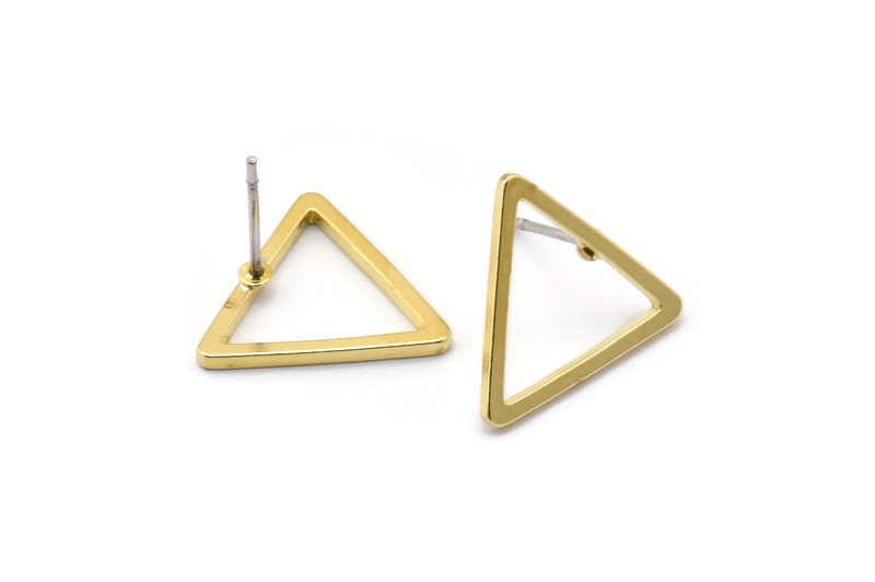 Messing Dreieck Ohrstecker, 12 Rohe Ohrstecker | 17 Mm D0108 A1127 von yakutum