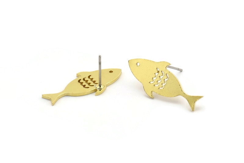 Messing Fisch Ohrstecker, 8 Rohmessing Förmige Ohrstecker | 11x24x1mm A3694 Messing Fisch Ohrstecker, 8 Rohmessing Förmige Ohrstecker | 11x24x1mm A3694 von yakutum