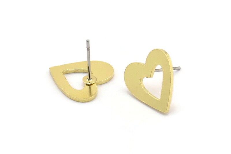 Messing Herz Ohrstecker, 8 Rohmessing Ohrstecker | 13x13x1mm A3758 Messing Herz Ohrstecker, 8 Rohmessing Ohrstecker | 13x13x1mm A3758 von yakutum