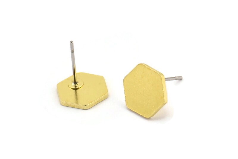 Messing Hexagon Ohrstecker, 8 Ohrstecker | 10x1mm A3928 von yakutum